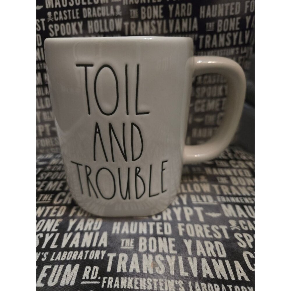 Rae Dunn Halloween Toil and Trouble Double Sided Icon Mug Cauldron